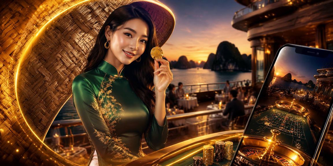 Người chơi sử dụng ứng dụng di động 752 tại vịnh Hạ Long với giao diện casino trực tuyến
